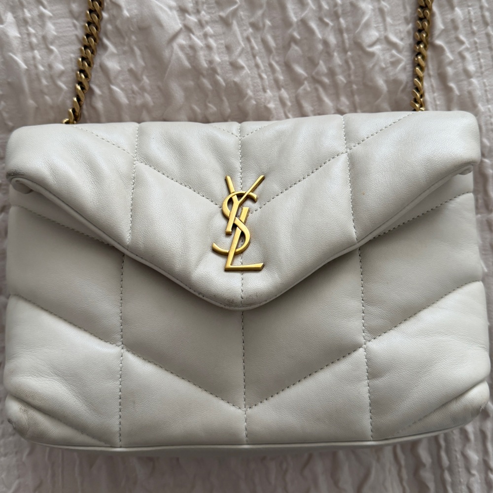 Saint Laurent Loulou Toy Puffer Cream Quilted Crossbody Bag